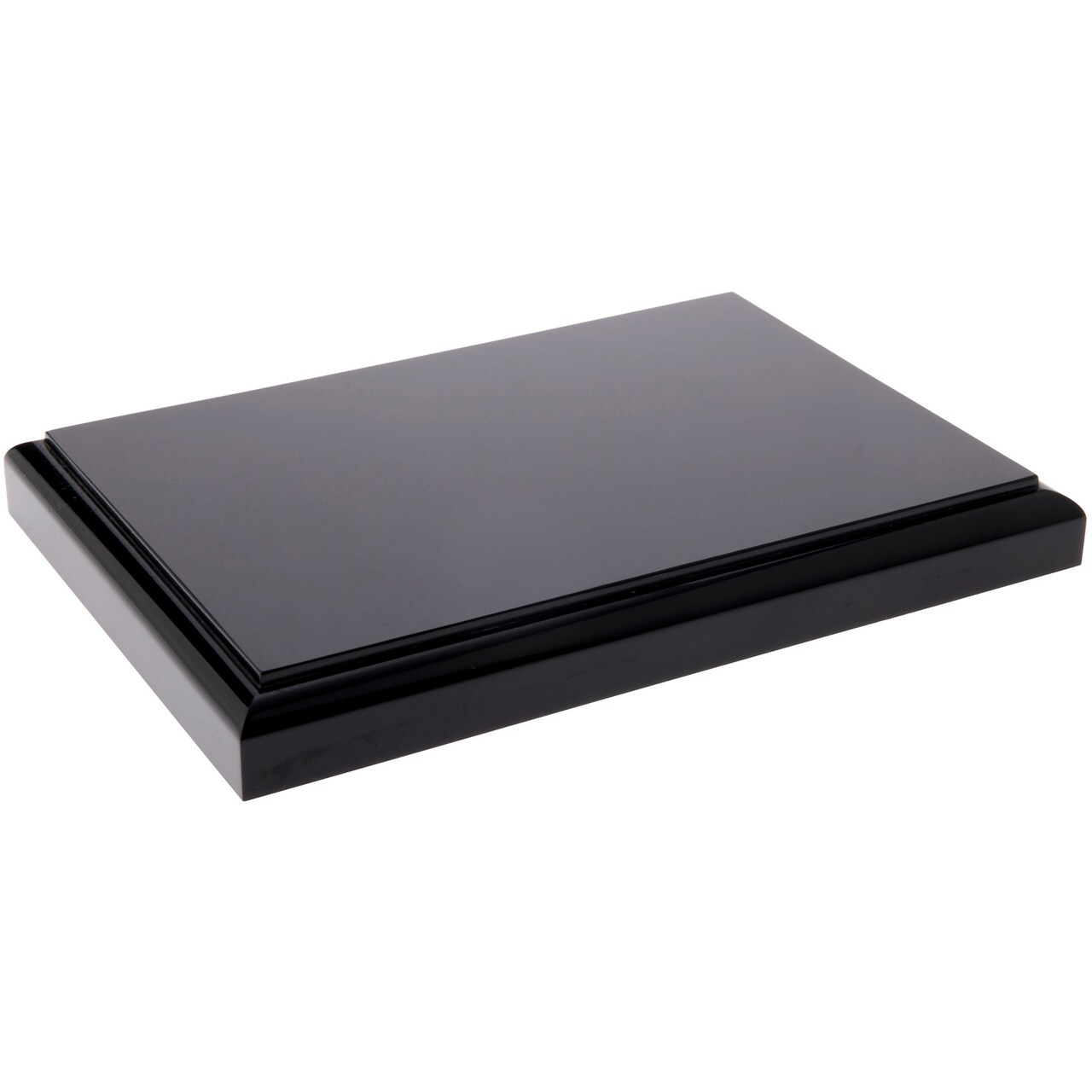 Plymor Black Acrylic Rectangular Display Base with Ogee Edge, 6.625" W x 4.625" D x 0.75" H